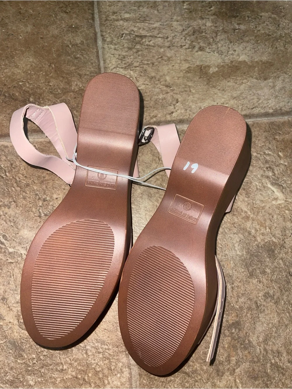 me too Pale Pink Braided Front Ankle-Strap wedge